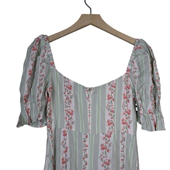 We Wore What Womens 2 Puff Sleeve Midi Dress in Rosewood Multi NEW - Picture 5 of 12